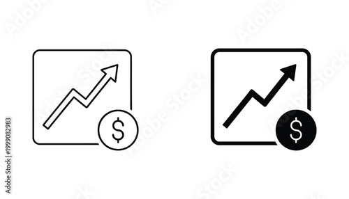 Financial growth chart with upward arrow and dollar sign icon for economic success and profit tracking vector