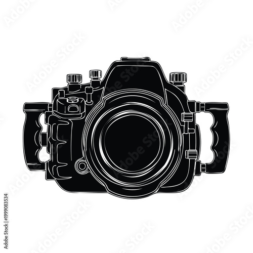 Professional underwater camera silhouette set bundle for photography.