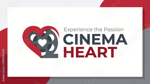 An engaging logo for Cinema Heart combining film elements with a heart motif, capturing the passion for cinema and storytelling through a visually striking design.