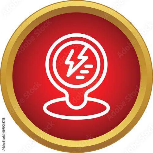 Red map marker showing lightning bolt icon, representing electricity or power