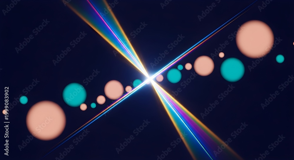 Fototapeta premium Abstract Celestial Arrangement Of Glowing Orbs And Light Beams
