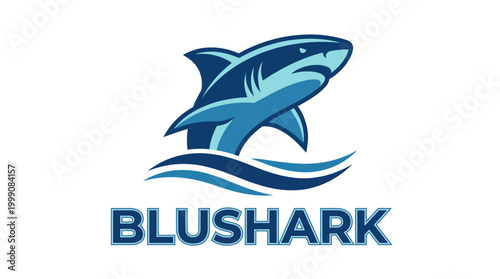 This logo presents a stylized shark in vibrant blue tones, symbolizing strength and agility, perfect for a marine-themed brand or aquatic sports organization.