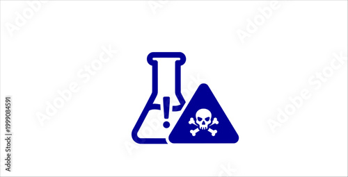 Chemical hazard warning flat icon set. laboratory safety, toxic danger, flask symbol, skull sign, risk alert, science equipment, warning symbol, hazardous material
