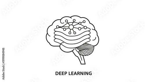 Conceptual representation of a human brain with interconnected nodes, illustrating the concept of deep learning and artificial intelligence