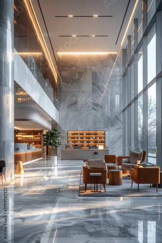 Luxury hotel lobby.