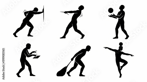 Human Interaction Silhouette Set Invisible Object Action Vector Illustration Bundle