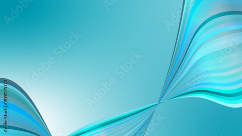 水色グラデーションの、3Dウェーブ背景 横長 16:9