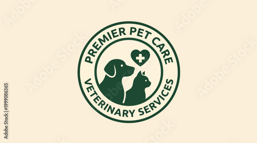 This logo presents a comforting image of a dog and cat alongside a medical symbol, representing trust and care in veterinary services for beloved pets.