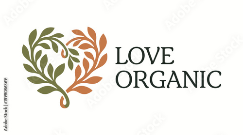 This logo features a heart shape composed of green and orange leaves, emphasizing love and nature, making it perfect for organic or eco-friendly brands.
