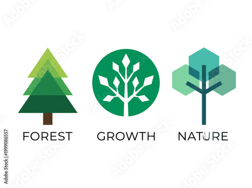 This trio of tree logos beautifully encapsulates the concepts of nature, growth, and sustainability, perfect for eco-friendly brands or environmental initiatives.