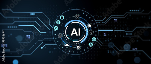 Artificial intelligence interface with digital circuit elements and futuristi...