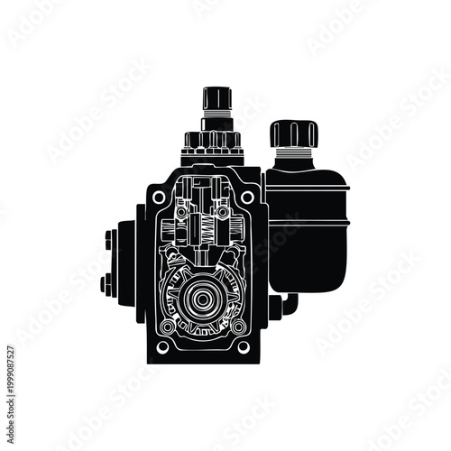 Silhouette set bundle of automotive fuel system components.