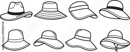 Bild auf Leinwand Set of eight black flat shoes isolated vector illustration Vector