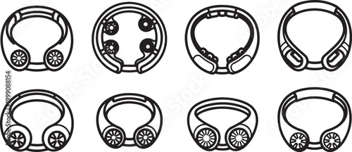 Foto Black and white vector line art of question marks icons Vector