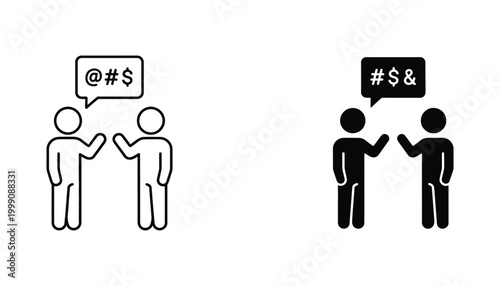 People arguing with angry speech bubbles icon depicting communication conflict and disagreement