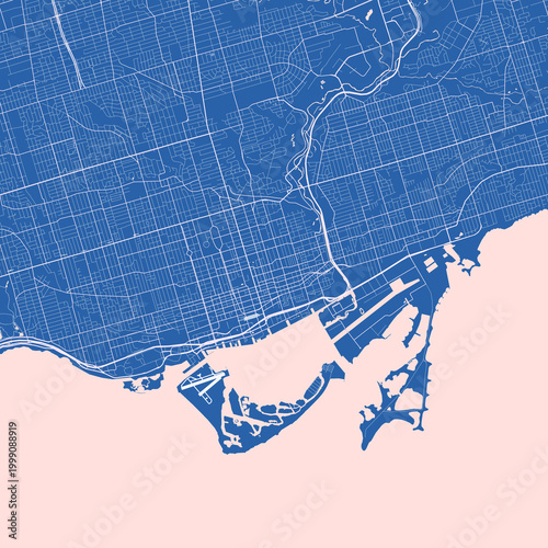 Photography Visually Appealing Minimalist City Map of Toronto, Canada