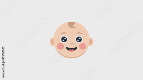 Cute cartoon baby face avatar with rosy cheeks and happy expression