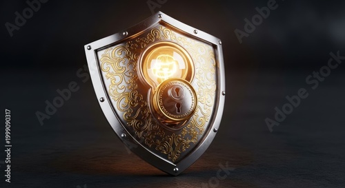 Golden Shield with Glowing Center.