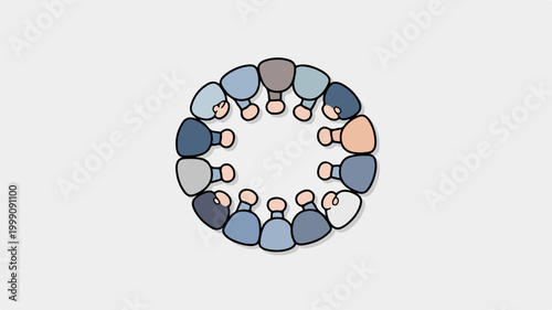 Diverse group of people sitting in a circle for team meeting concept