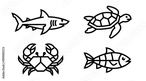 Marine life vector illustrations