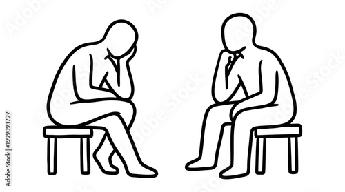 Two figures seated in contemplation