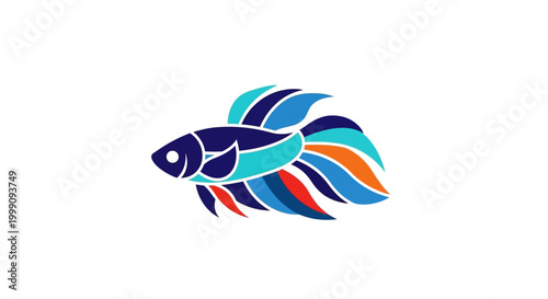 Colorful Betta Fish Logo Design, Siamese Fighting Fish, Vibrant Aquatic Pet Icon
