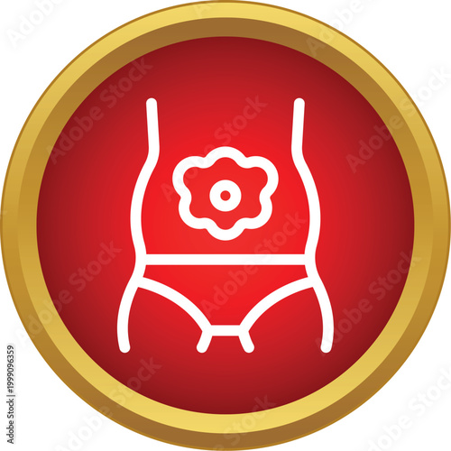 Human body section highlighting abdominal pain and digestive problems in the belly area