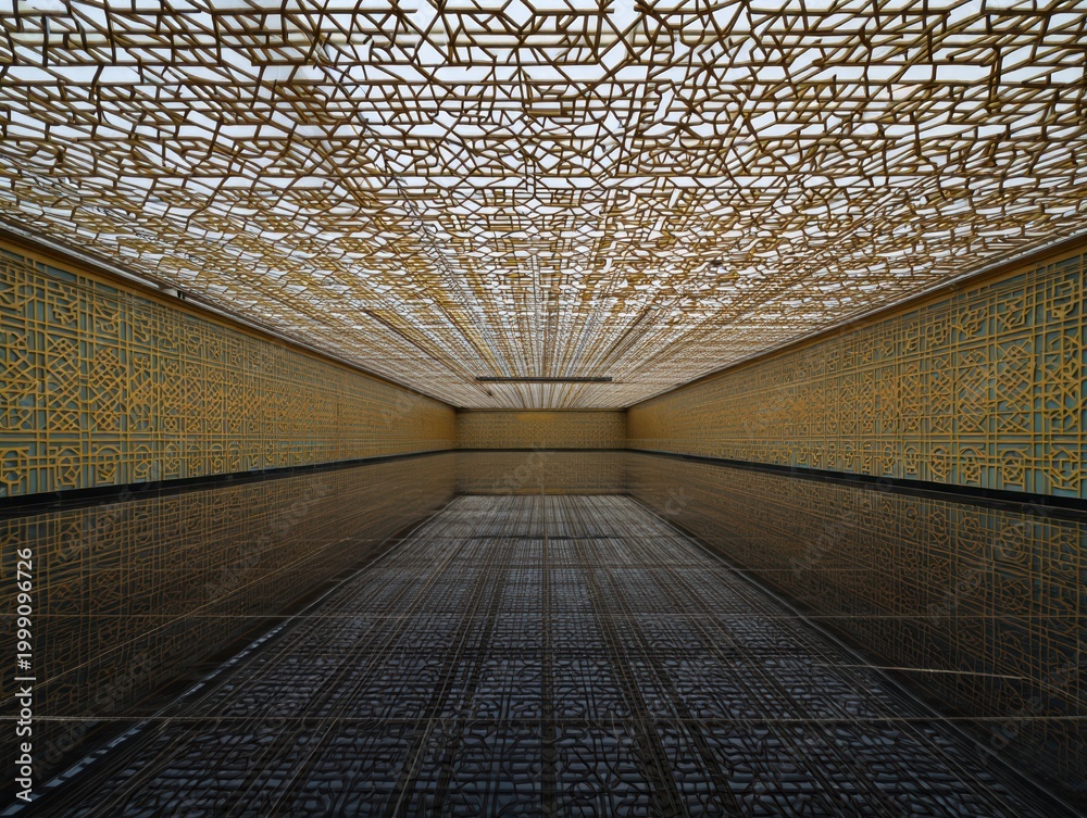 Obraz premium Ornate Golden Geometric Architecture with Reflection