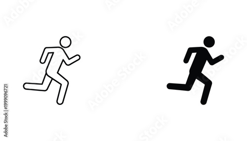 Dynamic running man stick figure vector icon depicting motion exercise and active lifestyle perfect for fitness or sports applications