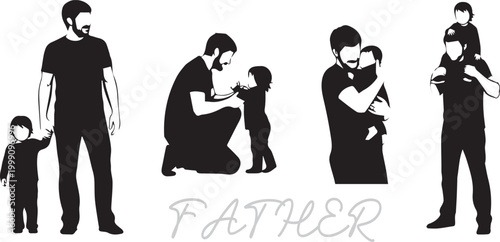Happy Father’s Day Vector Pack with Dad Silhouette and Symbols