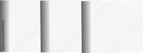 Minimalist composition of gray cylindrical structures against a white background