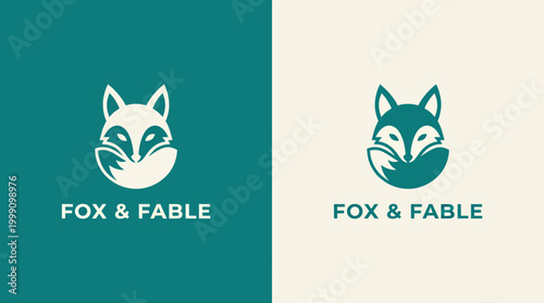 An illustrative logo design for 'Fox & Fable', featuring a stylized fox that embodies cleverness and storytelling, ideal for branding in literature and design industries.