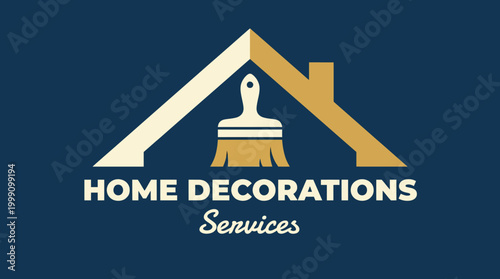 This logo features a minimalist house design with a paintbrush, emphasizing quality home decorating services tailored for a stylish living experience.