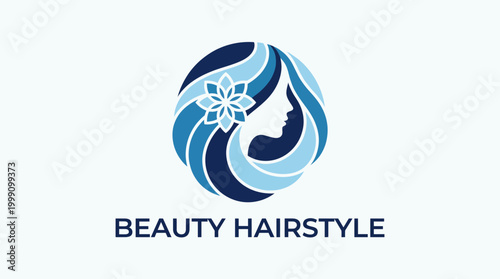 This logo captures the graceful essence of women's beauty and hairstyle through a flowing design, making it perfect for salons or beauty services looking to express elegance.