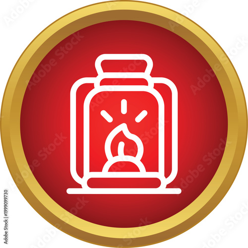 Vintage kerosene oil lamp burning light icon