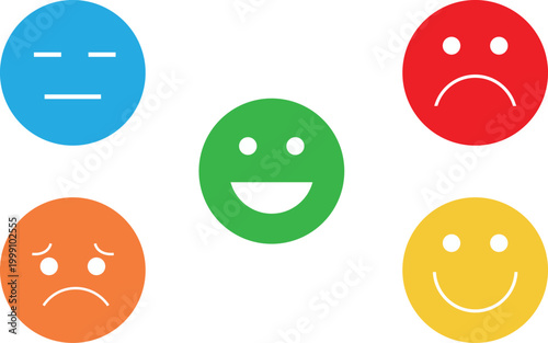 Set of colorful mood and emotion icons from sad to happy Set of colorful mood and emotion icons from sad to happy