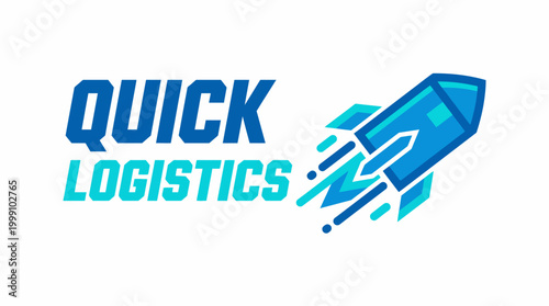 A modern logo depicting a rocket, symbolizing speed and efficiency in logistics services, emphasizing quick delivery and reliable transport solutions for businesses.