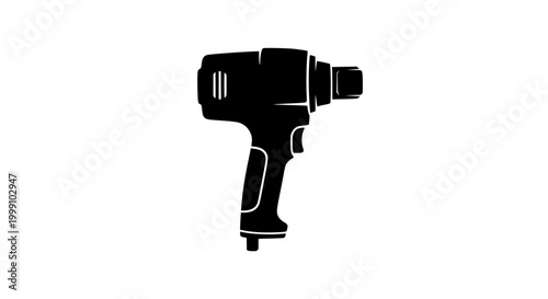 Black impact wrench silhouette isolated on white background