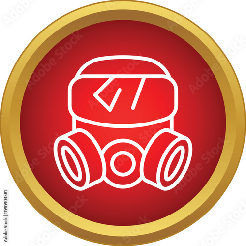 Gas mask outline in a red circle representing protection against toxic environments