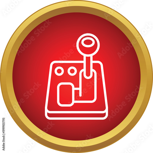 Car automatic gear shift lever showing drive positions on a red circle