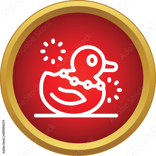 Rubber duck in bathtub with splashing water creating a playful bath time symbol