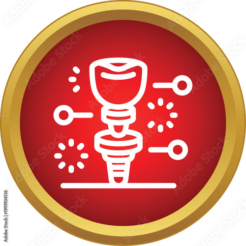 Dental implant system icon illustrating tooth restoration process
