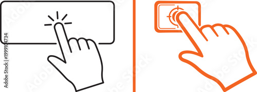 Set of hand gesture icons for touchscreen interaction isolated on white background