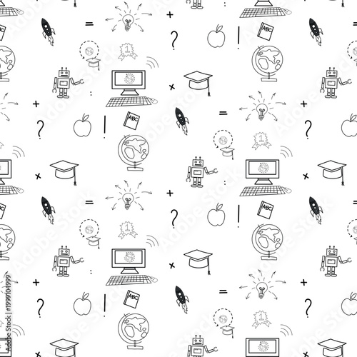 School doodle pattern. Simple decor print for notebook covers