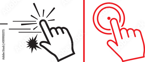 Set of hand gesture icons for touch screen interaction isolated on white background