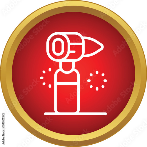 Otoscope device icon performing an ear examination, representing medical diagnostics and health