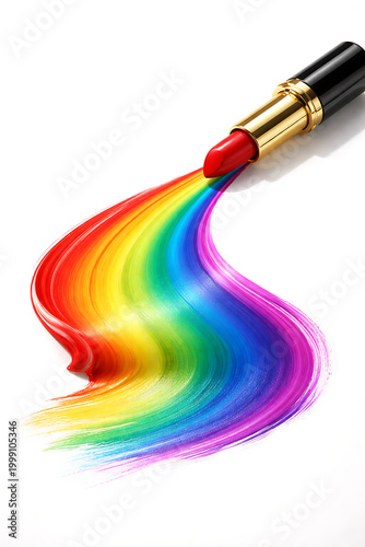 Creative Lipstick Makeup with Vibrant Rainbow Color Smear