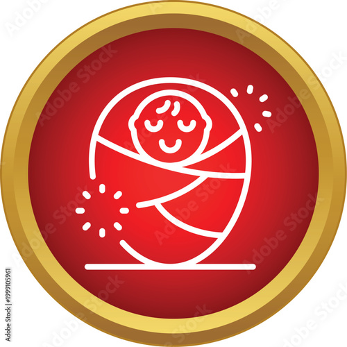 Newborn baby wrapped in a blanket icon, representing infancy and pediatric care
