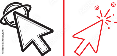 Set of computer mouse cursor icons isolated on white background