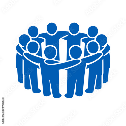 Tableau sur toile Flat vector design of a community created by abstract faceless human silhouettes